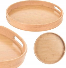 Tálaló Tálca 40CM-ES Fa Konyhai Tálca Kerek Bambusz Deszka