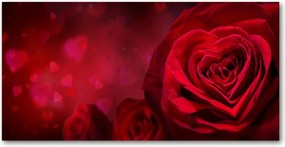 Fotó üvegkép Vörös rózsa szív 140x70