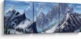 Kép - Festett hegyek (órával) (90x30 cm)