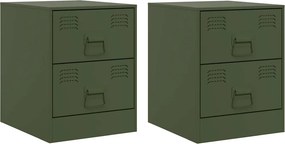 vidaXL 2 db zöld acél éjjeliszekrény 34,5 x 39 x 44 cm