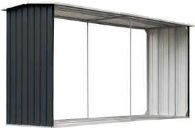vidaXL antracitszürke horganyzott acél tűzifatároló 330 x 92 x 153 cm