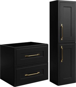 Fürdőszoba szekrény szett 60-as szekrény 136 fekete lógó Mdf keret