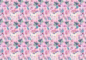 Flizelin fotótapéta Unikornisok flamingók és rózsák akvarell 416x254 +ragasztó