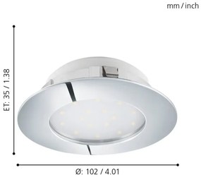 Eglo 95888- LED Beépíthető lámpa PINEDA 1xLED/12W/230V