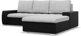 Toronto sarokkanapé, 2 ágyneműtartóval, fonott + műbőr, jobboldali, szürke - fekete