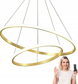 Mennyezeti Lámpa Led Lógó Csillár 2 Gyűrűs Körök Távirányítóval Arany 40CM