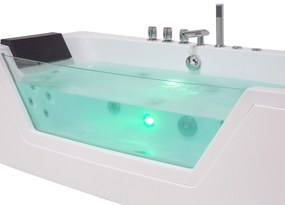 Fehér whirlpool masszázskád LED világítással 174 x 79 cm SAMANA Beliani