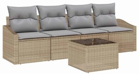 Kerti Kanapé Szett 5 pcs Beige és Világosszürke 55 x 55 x 37 cm