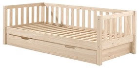 Natúr színű borovi fenyő gyerekágy kihúzható pótággyal, ágyráccsal 90x200 cm Fritz – Vipack