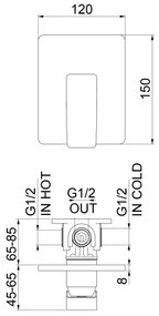 Sapho - TURSI falba süllyeszthető zuhanycsaptelep, fényes króm