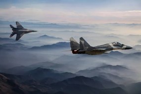 Fotográfia Mig-29 Fighter Jets in Flight above, guvendemir