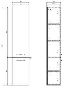 Cersanit S1003-001 - NIKO 140x30 cm falra szerelhető fürdőszobaszekrény, dió