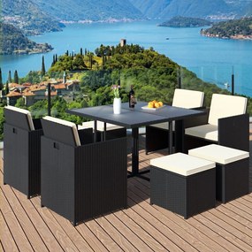 Casaria® Kerti rattan szett America 4+4 - antracit