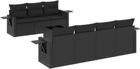 vidaXL 8 részes fekete polyrattan kerti ülőgarnitúra párnákkal