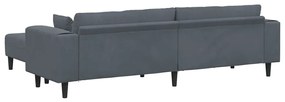 Bársony Kanapé párnával 3 pcs Sötétszürke 208 cm Bársony