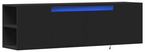 fekete fali TV-szekrény LED-világítással 135x31x39,5 cm