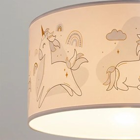 Brilagi - LED gyerek függeszték zsinóron BOBO 1xE27/60W/230V átm. 35 cm fehér/unikornis mintás