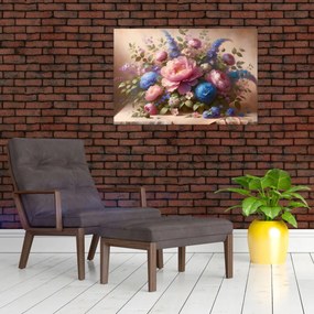 Kép - Asztal tele virágokkal (90x60 cm)