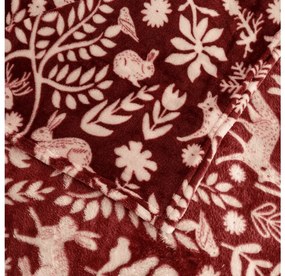 Mikroplüss takaró FOREST ANIMALS, bordó Méret: 150 x 200 cm