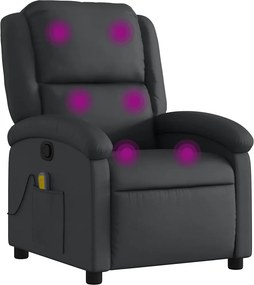 vidaXL fekete valódi bőr dönthető masszázsfotel