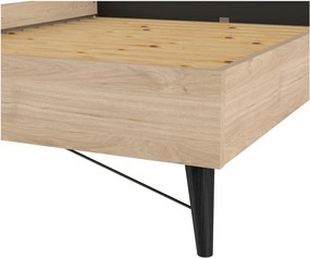 Natúr színű franciaágy ágyráccsal 140x200 cm tölgyfa dekorral Ry – Tvilum