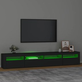 fekete TV-szekrény LED-lámpákkal 240x35x40 cm