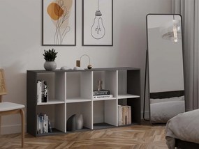 Malax 2x4 polc, 147x75x30 cm, antracit-fehér