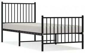 fekete fém ágykeret fej- és lábtámlával 80 x 200 cm