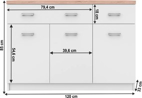 Komód 3d2s, fehér/tölgy sonoma, TOPTY TYP 07