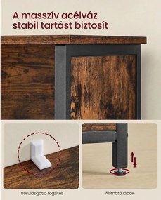 VASAGLE ipari stílusú sokoldalú tárolószekrény nyitott rekeszekkel és állítható polccal, rusztikus barna és fekete