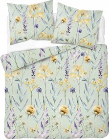 Szatén ágyneműhuzat 220x200 Virágok a zölden Világos Tavaszi
