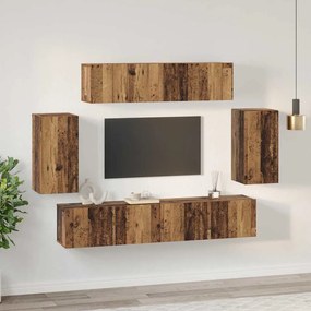 TV szekrény garnitúra 6 pcs Régi fa 80 x 30 x 30 cm Faanyag