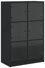 fekete szerelt fa magasszekrény ajtókkal 68 x 37 x 109 cm