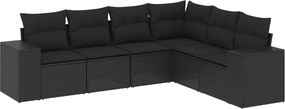 vidaXL 6 részes fekete polyrattan kerti ülőgarnitúra párnákkal