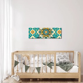 Kép - Türkiz minta (órával) (90x30 cm)