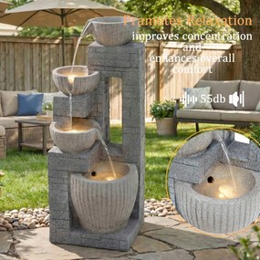 LED-es szökőkút Kő Kertekhez, teraszokhoz, erkélyekhez 80cm