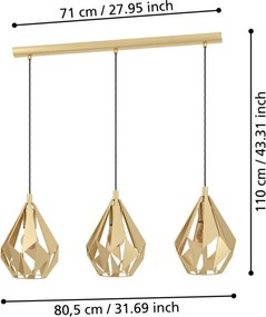 Eglo CARLTON 43909 Függőlámpa 3x60W/E27 IP20