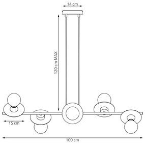 Csillár zsinóron TOKEN 6xE27/15W/230V fekete