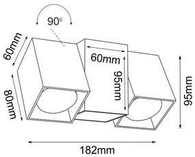 Brosline 2294 - Fali spotlámpa CUBE 2xGU10/10W/230V fekete