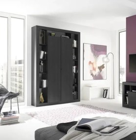 RIMINI könyves- és tárolószekrény, kétajtós – fekete kőris