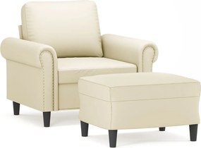 vidaXL krémszínű műbőr kanapéfotel lábtartóval 60 cm