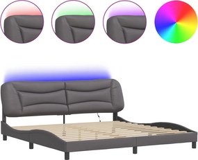 vidaXL szürke ágykeret LED-ekkel matrac nélkül Hvar 200 x 200 cm
