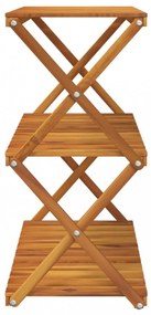 3 szintes barna tömör akácfa összecsukható polc 70 x 31 x 63 cm