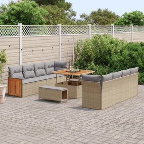 Kerti Kanapé Szett 11 pcs Bézs 100 x 100 x 71 cm polirattan