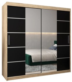 Ruhásszekrény 200 cm Verika 4 200 (szonoma tölgy + fekete). 1064313