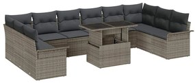 vidaXL Kerti Kanapé Szett párnával párnával 11 pcs Szürke Poly Rattan