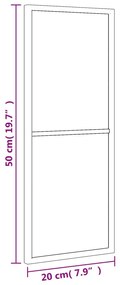 fekete téglalap alakú vas fali tükör 20 x 50 cm