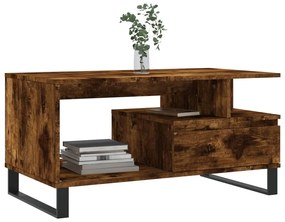 Füstös tölgy színű szerelt fa dohányzóasztal 90x49x45 cm