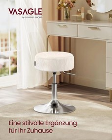 VASAGLE sminkszék, bárszék, magasságállítható, 360°-ban forgatható, krémfehér