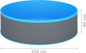 Szürke merülőmedence felfüggeszthető szkimmerrel és szivattyúval 350 x 90 cm